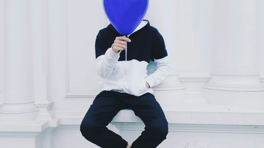 Person with blue balloon by nguy n minh chi