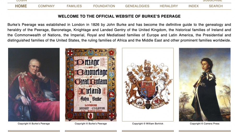 Burke's Peerage homepage