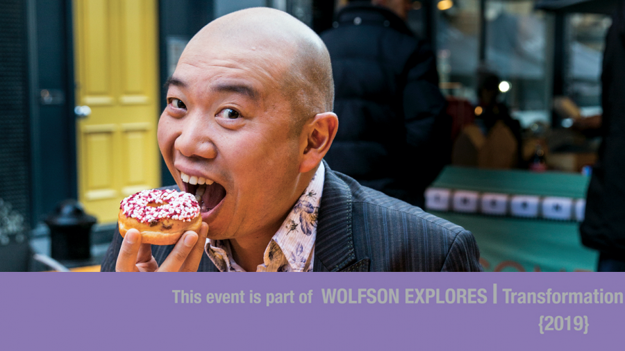 Giles Yeo eating a donut
