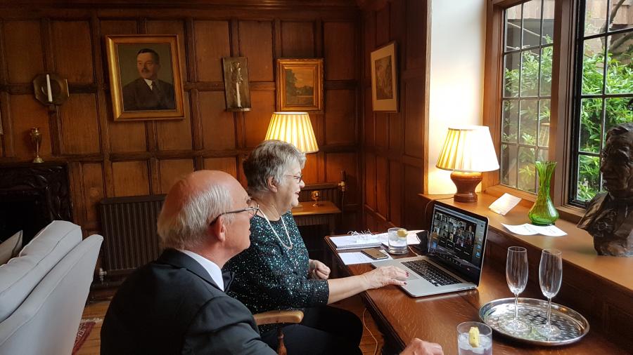 President Jane Clarke watches the online Foundation Day celebrations