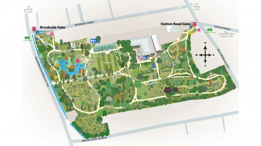 A map of the botanical gardens in Cambridge