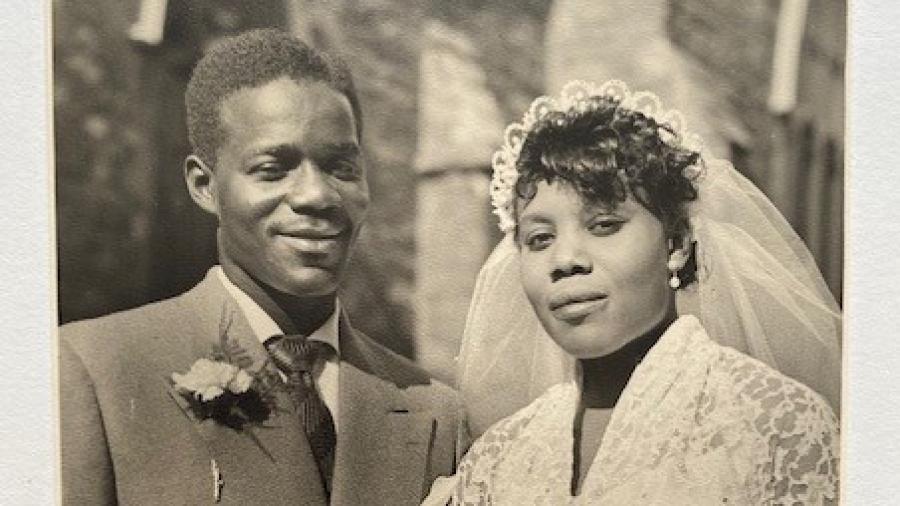 Photograph of June-Elizabeth’s Jamaica-born parents getting married in Northampton