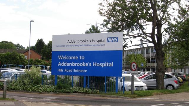 The sign outside Addenbrooke's hospital