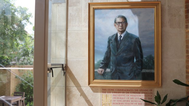 A portrait of Dr Lee Seng Tee hangs in the Library lobby