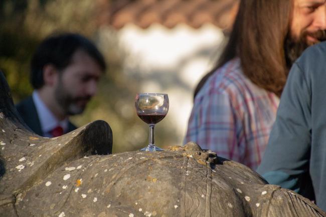 Wine glass on horse
