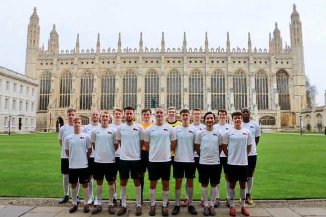 The Varsity football squad; Wolfson student Noah Reich is in the front row, centre.
