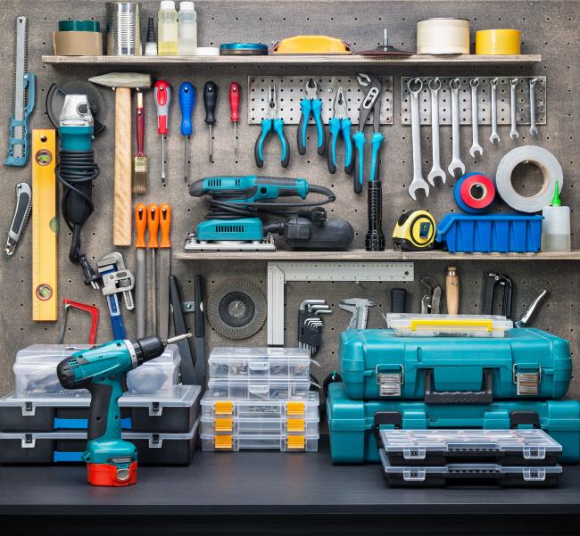 tools on tidy workbench