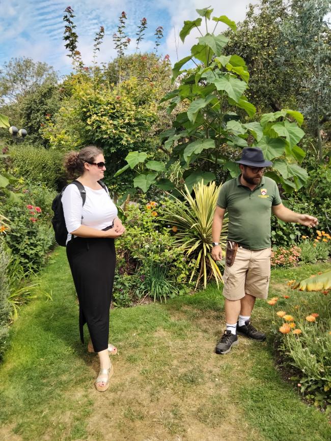 Head Gardener Oscar Holgate leads a garden tour