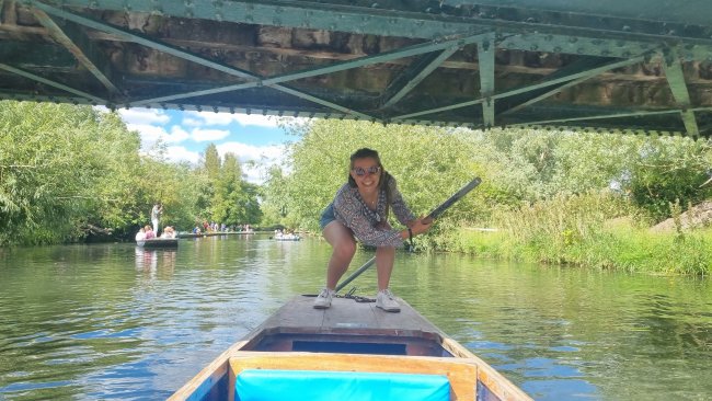 Ailie punting on the river Cam