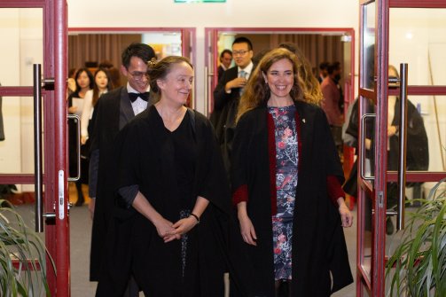 Dr Susan LArsen and Dr Ana Toribio after matriculation at Wolfson College ambridge