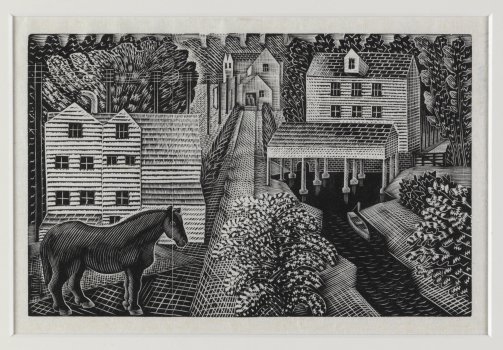 Eric Ravilious, Hovis Mill, 1935, Linocut © The estate of the artist.