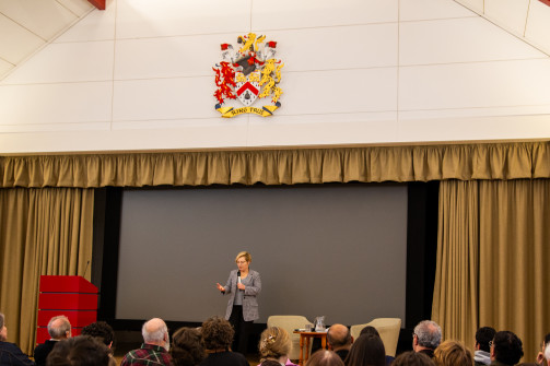 Dr Gillian Tett addressing guests at Wolfson College